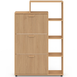 Meuble chaussures Faustine 3 portes + étagères - 18 paires