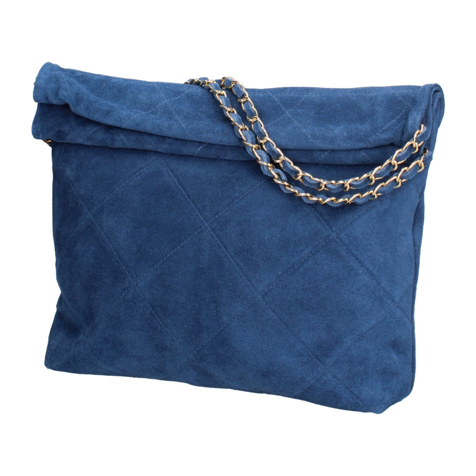 Borsa a spalla da donna Made in Italy - Modello Celeste Elite - Pelle scamosciata - 32.0 x 34.0 x 6.0 cm