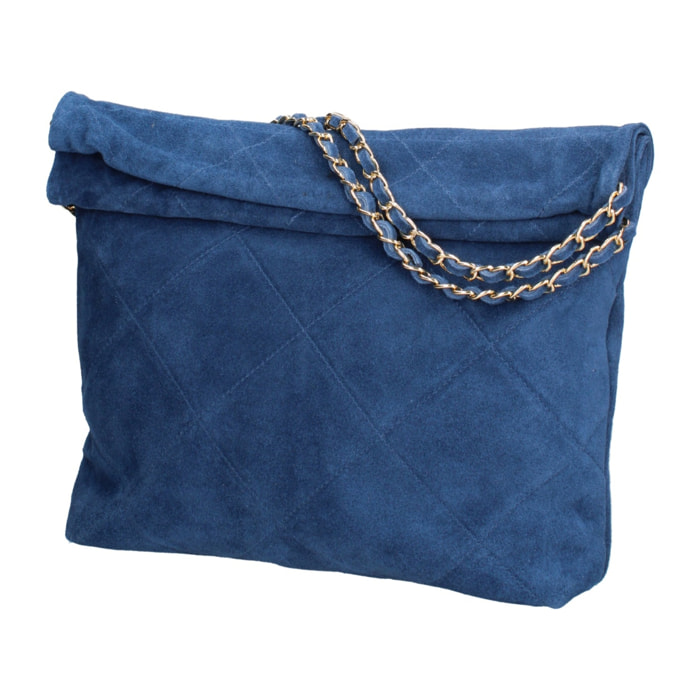 Borsa a spalla da donna Made in Italy - Modello Celeste Elite - Pelle scamosciata - 32.0 x 34.0 x 6.0 cm