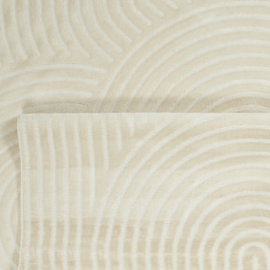BIANCA - Tapis arc-en-ciel crème avec longs poils en relief