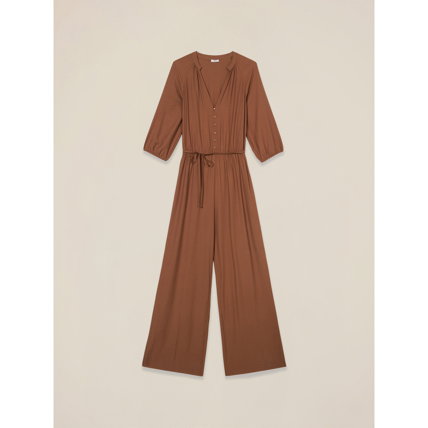 Oltre - Tuta fluida con scollo a V - Marrone