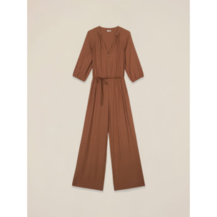 Oltre - Tuta fluida con scollo a V - Marrone