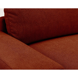 Tama - Canapé d'angle gauche 4 places convertible avec coffre en tissu - Terracotta