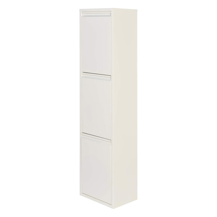 Well home - cubo de basura y reciclaje metálico de 3 compartimentos, 3x17l (51l) blanco mate