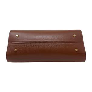 Borsa a Mano Elegante da Donna con Manico in Bambu in Pelle Martellata