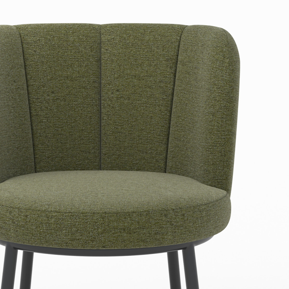Chaise en tissu vert chiné et pieds noirs - Aby
