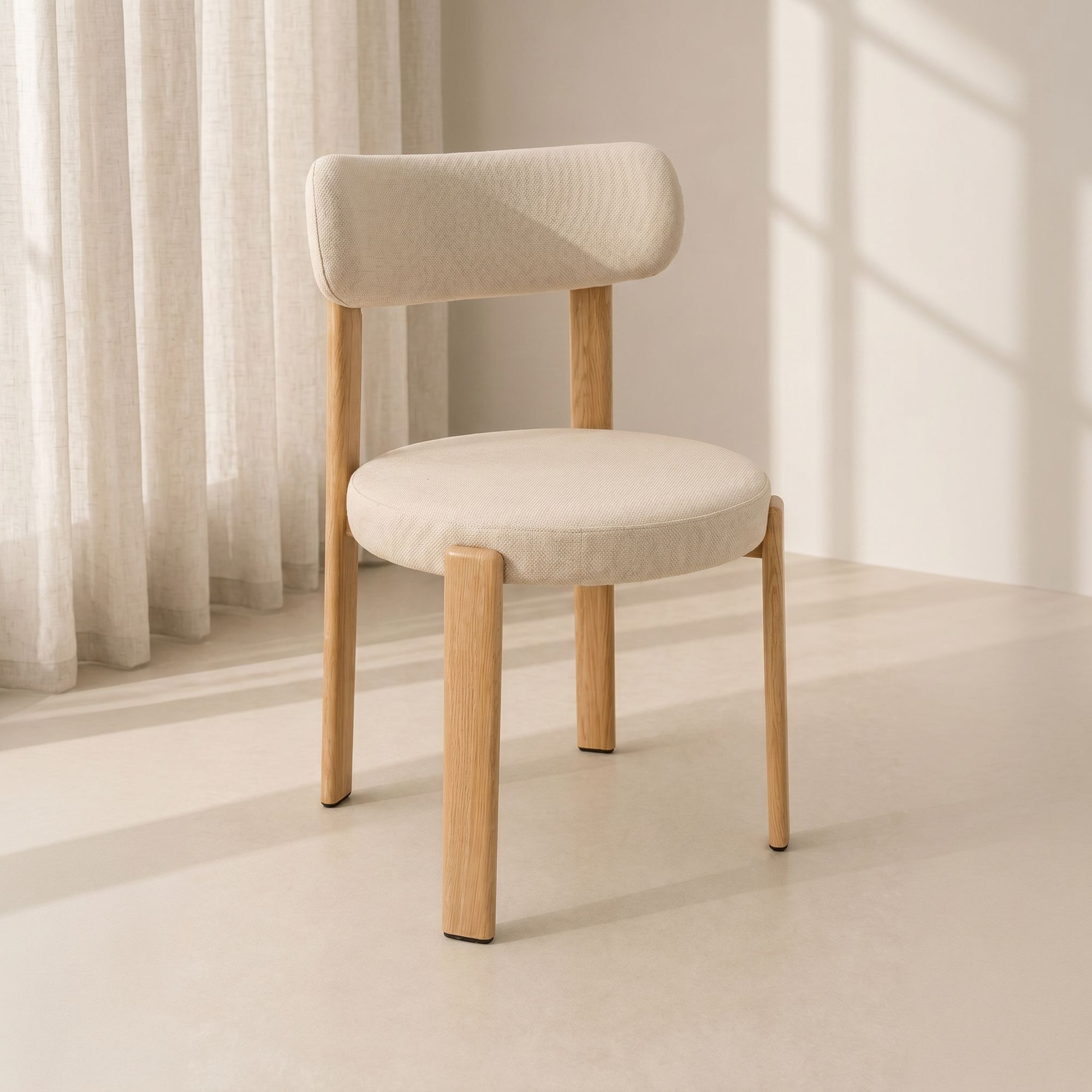 Lot de 2 chaises de table en métal effet bois et tissu écru LILY