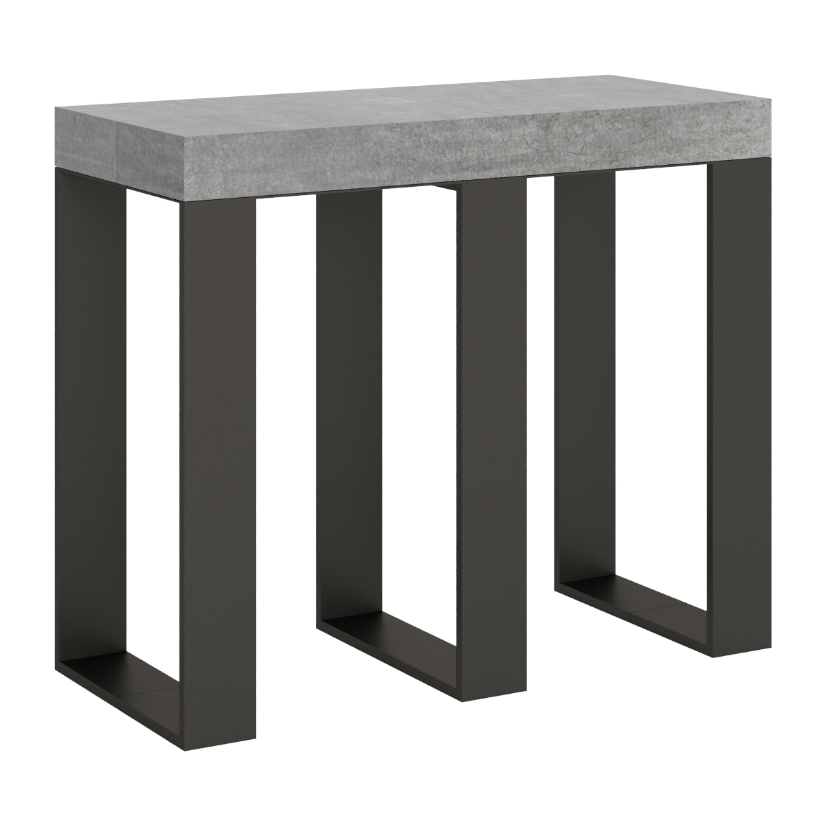 Console extensible 90x40/300 cm Sintesi Gris Béton cadre Anthracite