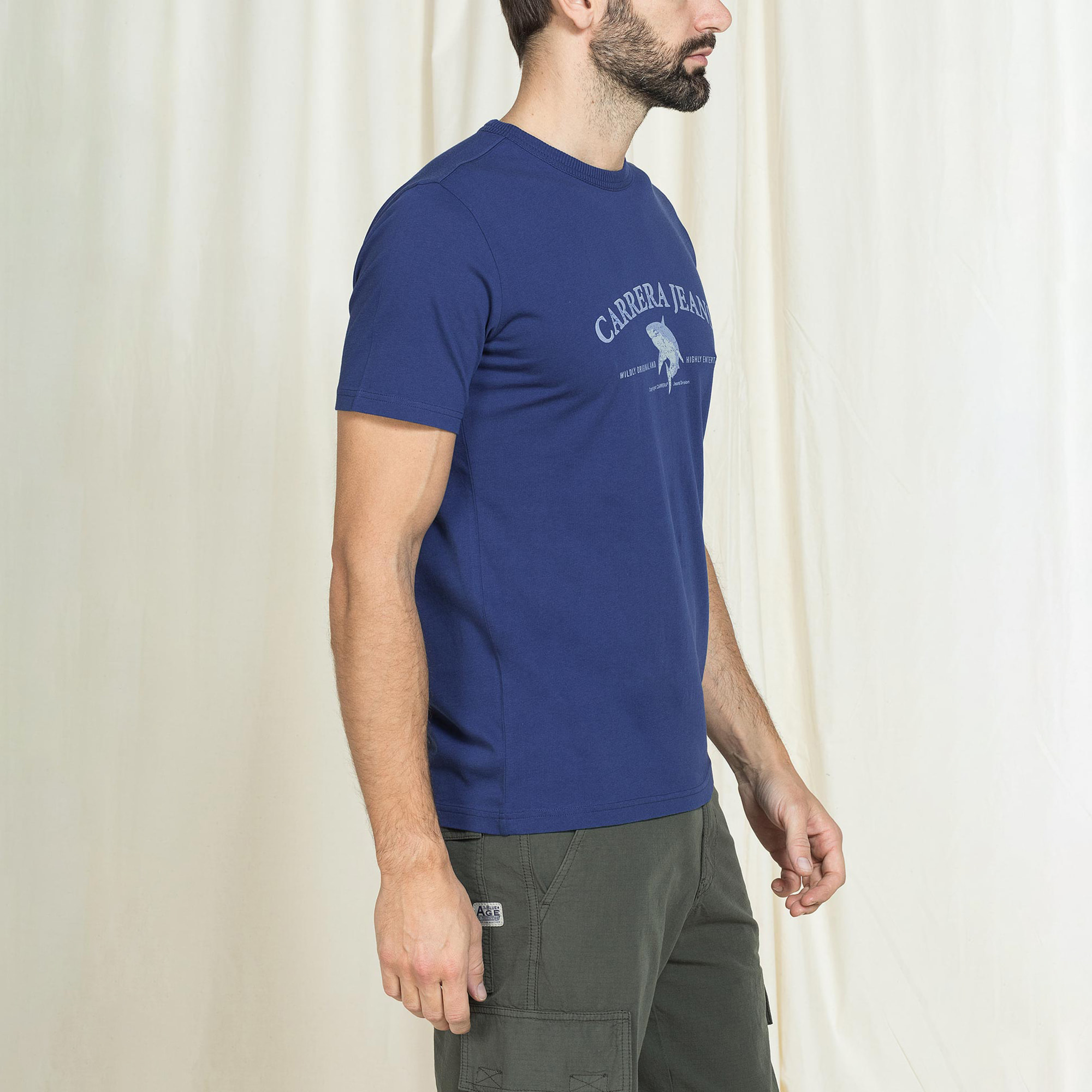 T-SHIRT VINTAGE CON STAMPE CARRERA BLUE AGE REPLICA