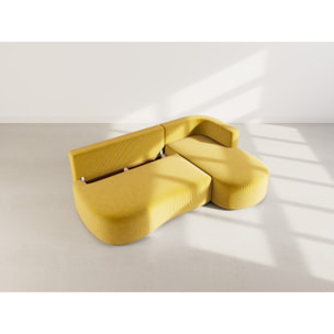 Mahina - canapé d'angle droit 4 places convertible avec coffre en velours côtelé - Jaune
