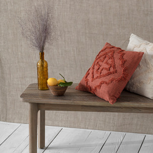 Coussin "Inca" en coton tufté terracotta 40x40 cm