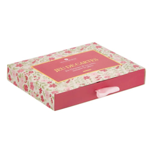 Jeu de 54 cartes imprimé fleuri rose