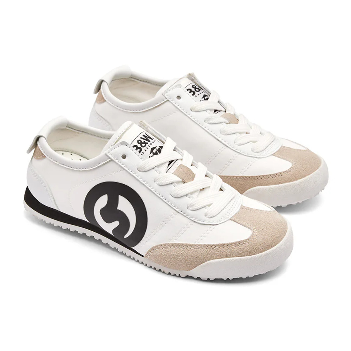Sneakers bianche con dettagli in pelle scamosciata