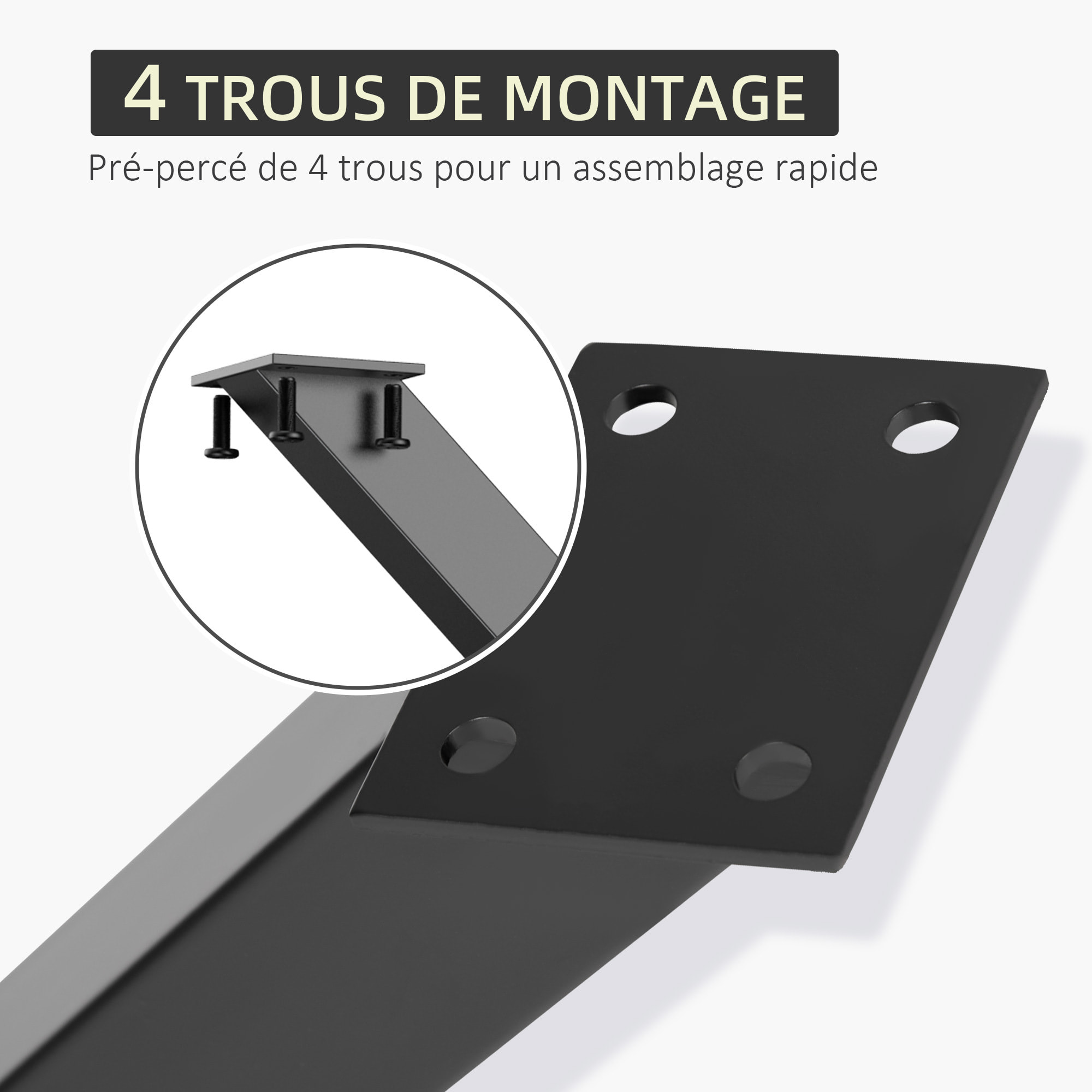Lot de 2 pieds de table design industriel en croix - piètement antidérapant - dim. 80L x 4l x 72H cm - acier époxy noir