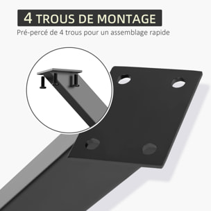 Lot de 2 pieds de table design industriel en croix - piètement antidérapant - dim. 80L x 4l x 72H cm - acier époxy noir