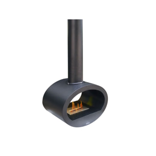 Chimenea de etanol de techo con diseño alargado en acero negro SYKE PURLINE