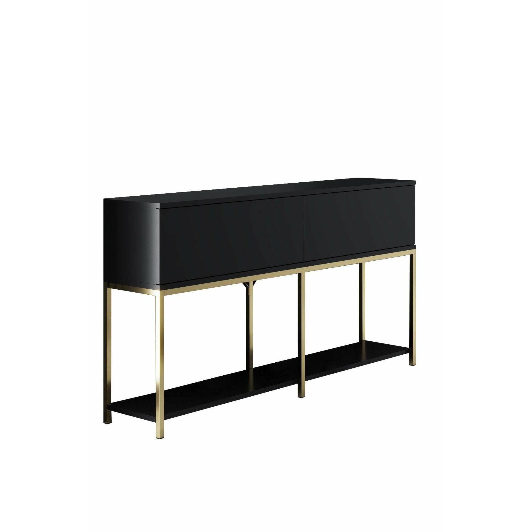 Credenza Djimsit, Buffet da soggiorno, Madia da salotto, Dispensa da cucina, 150x30h80 cm, Nero e Oro