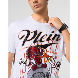 PHILIPP PLEIN Round Neck T-Shirt Little Devil Crystal