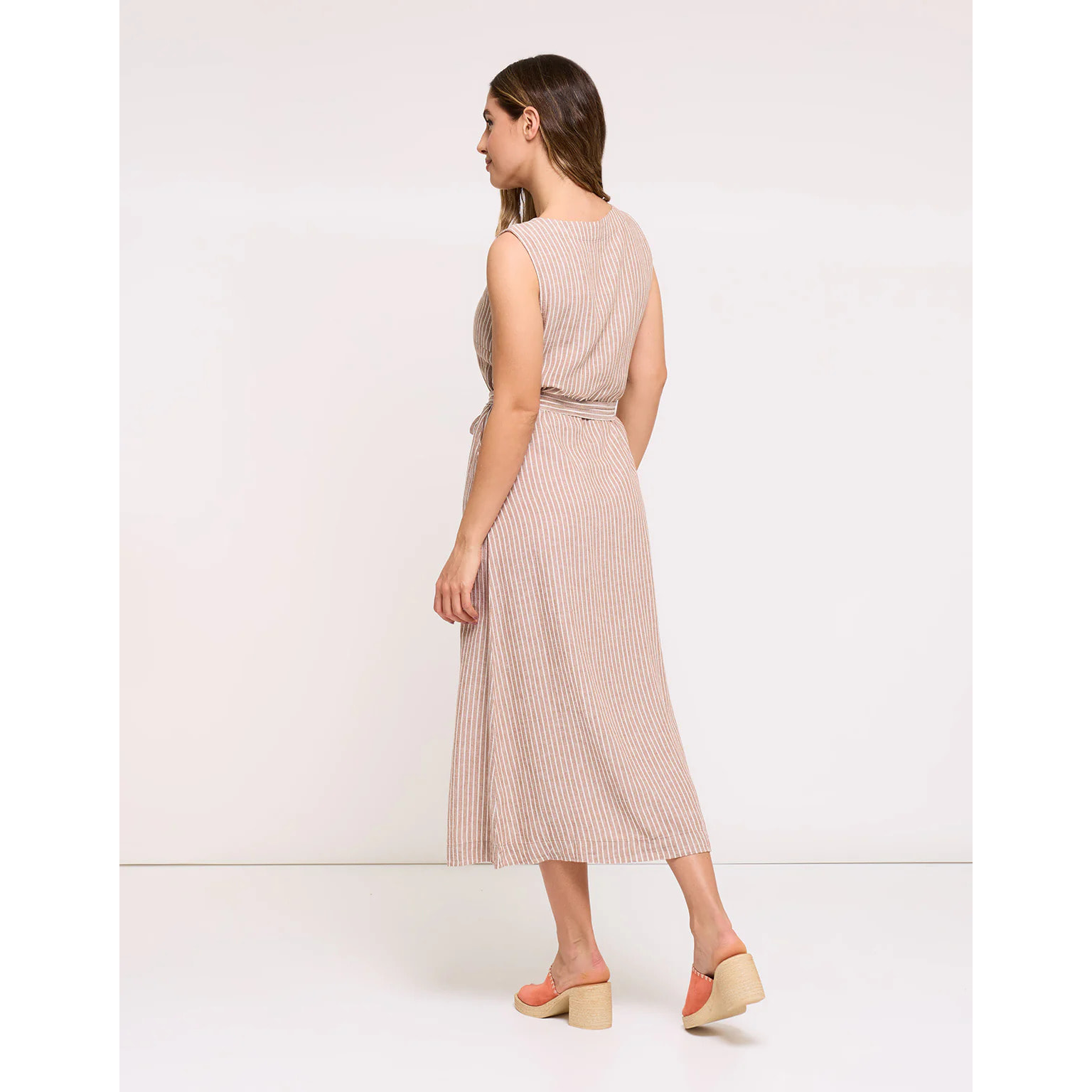 Vestido Midi Marrón - Coffee Stripe
