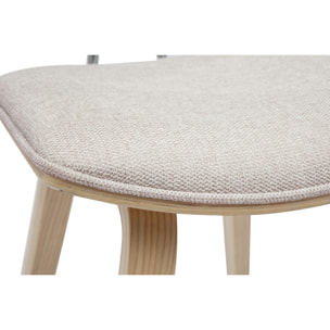 Tabourets de bar design en tissu effet velours texturé beige et bois clair H69 cm (lot de 2) VASCO