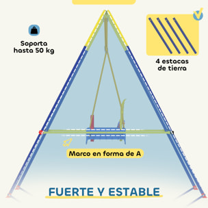 Columpio para Bebés 3 en 1, Columpio Jardín Exterior con Cuerdas Ajustables, Cinturón de Seguridad, Marco de Acero Plegable, para Niños de 9 Meses a 8 Años, para Interior, Exterior, Azul