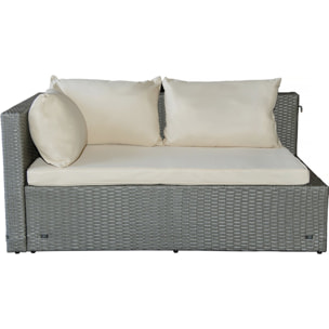 Salon de jardin bas en résine tressée "Diya" 3 places - Gris et beige