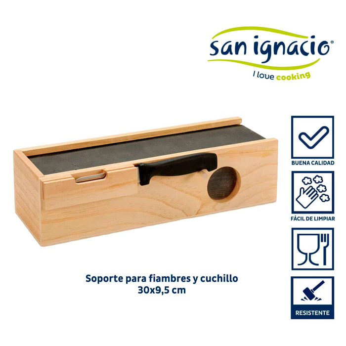 Caja madera fiambres pizarra y cuchillo colección kinvara