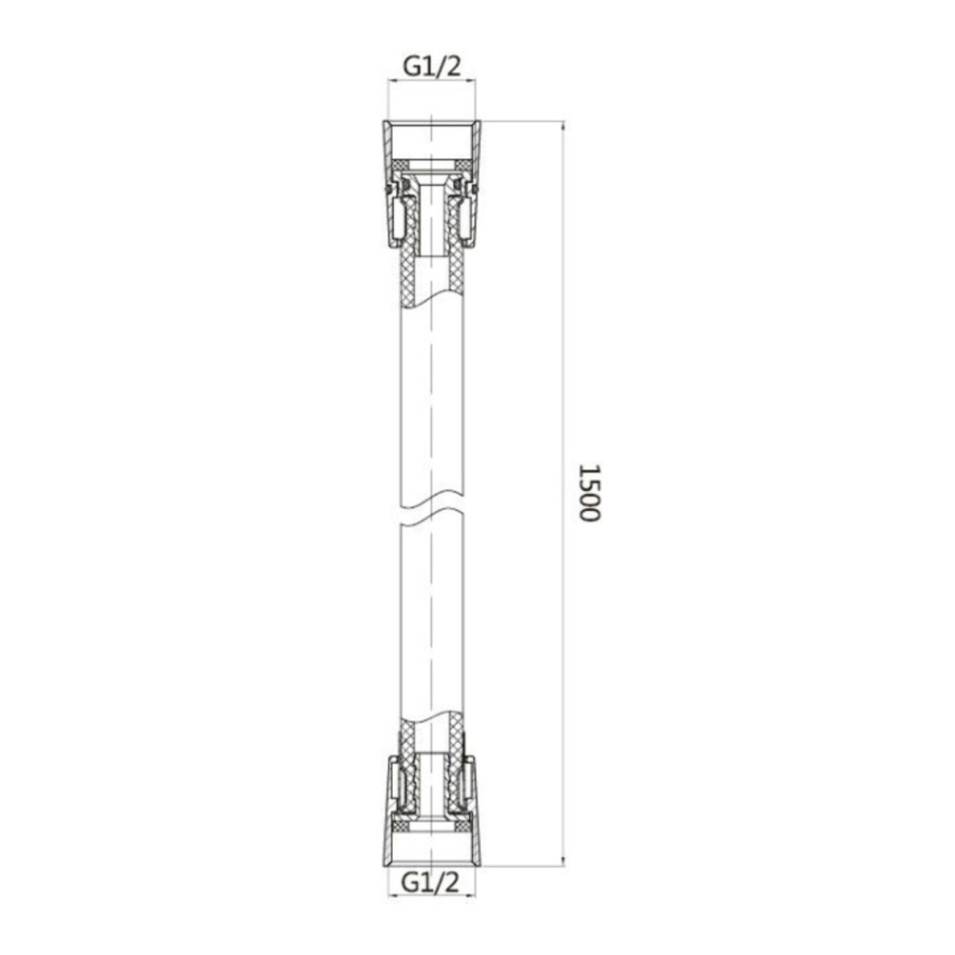 Aurum flexible de douche 150 cm avec écrou anti-torsion, métal brossé (SATBAURHPBGM)