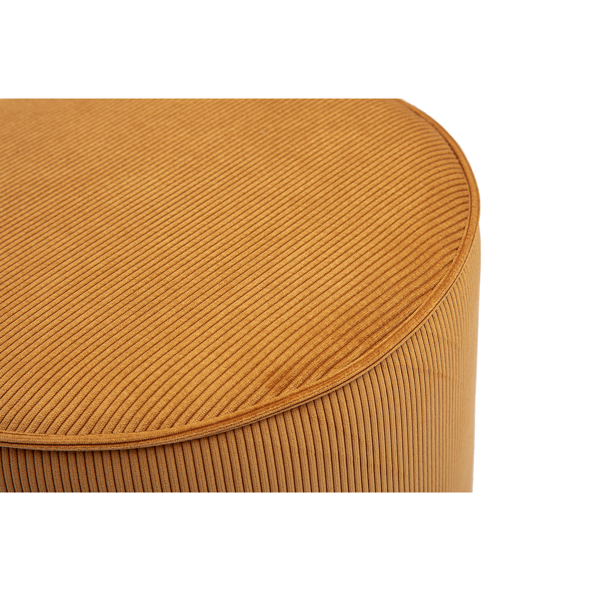 Pouf rond en tissu velours côtelé jaune curry D40 cm PAUL