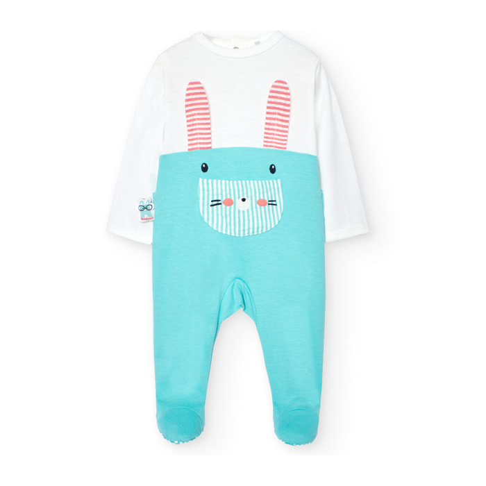 Pelele unisex recién nacido, algodón estampado, verde agua