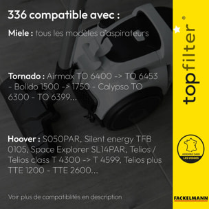Lot de 4 packs de 4 sacs aspirateur 64336 Miele et Hoover TopFilter Premium