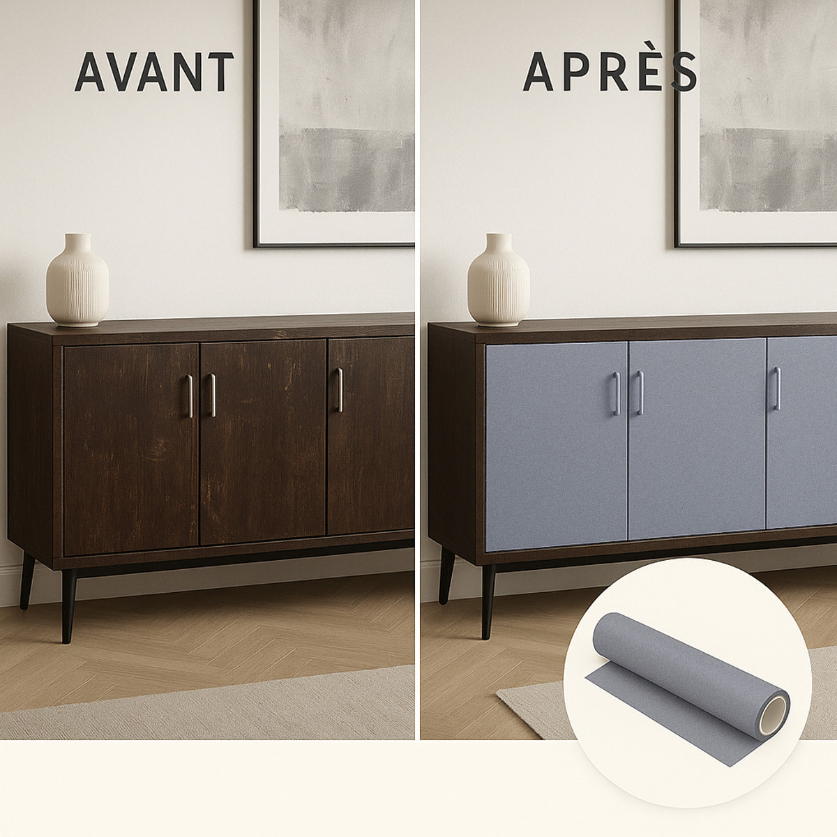 Rouleau adhésif décoratif Vinyle au Mètre - Argent - Sticker Lavable Imperméable Mur Cuisine Meubles
