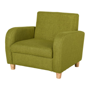 Sillón Infantil Mini Sofá para Niños de +3 Años con Asiento Acolchado Reposabrazos y Estructura de Madera Carga Máx. de 65 kg 49x45x44 cm Verde