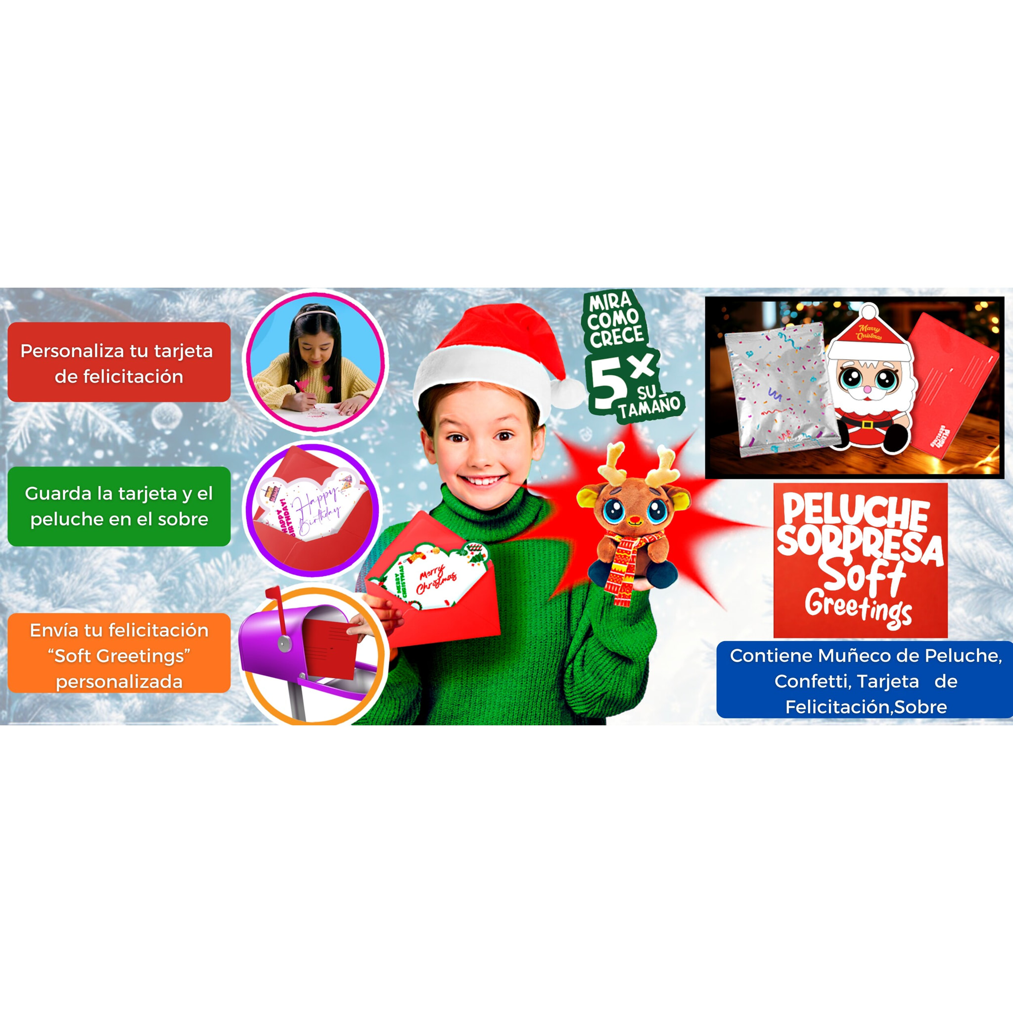 FELICITACION PELUCHE SOPRESA “SOFT GREETINGS” NAVIDAD