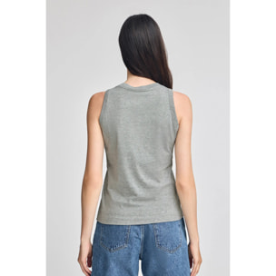 Maglietta basic grigio vigorè smanicata a girocollo con logo Rigby Go ricamato