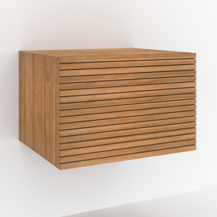 Meuble de salle de bain suspendu en bois de teck 60 cm - Raye
