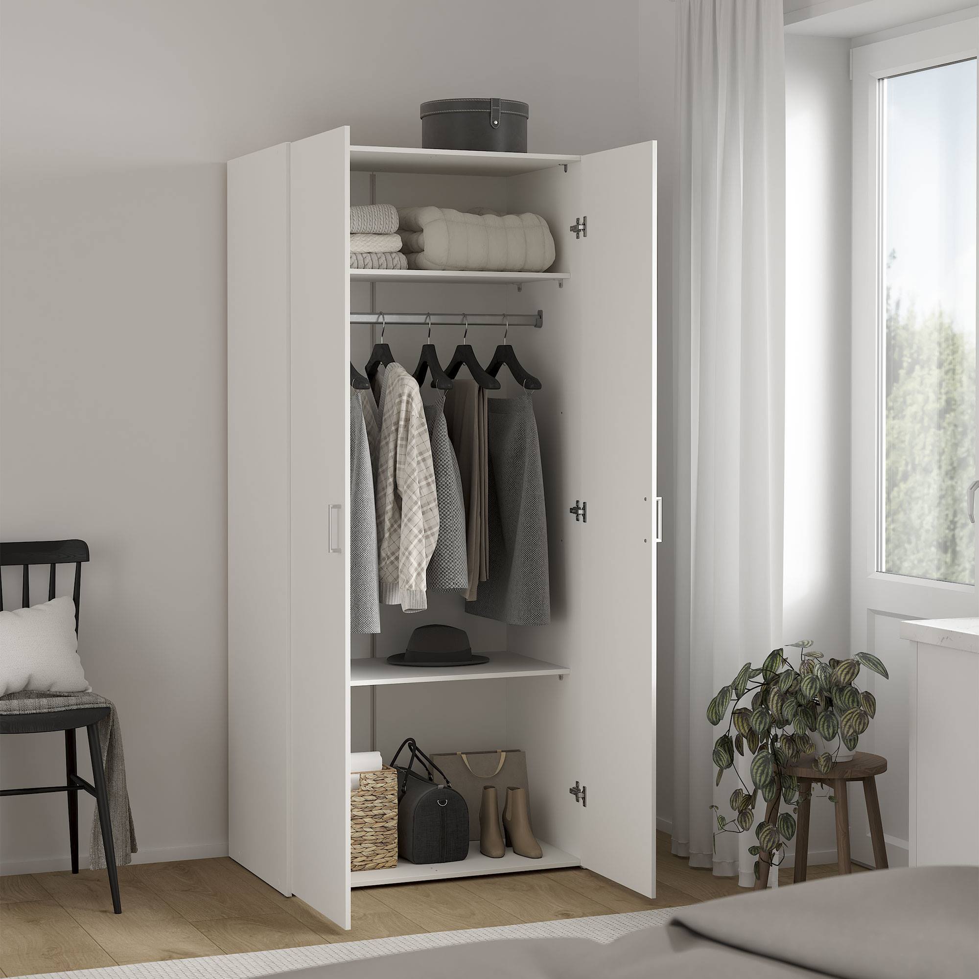 Armario duero con 2 puertas en color blanco 77,6x49,5x175,4cm