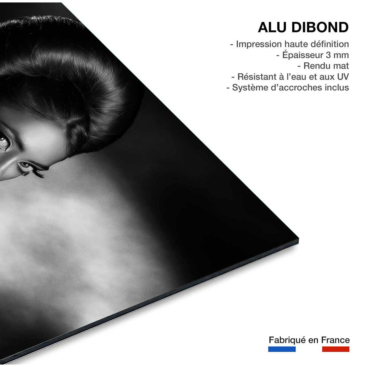 Tableau noir et blanc Lady Tableau alu Dibond