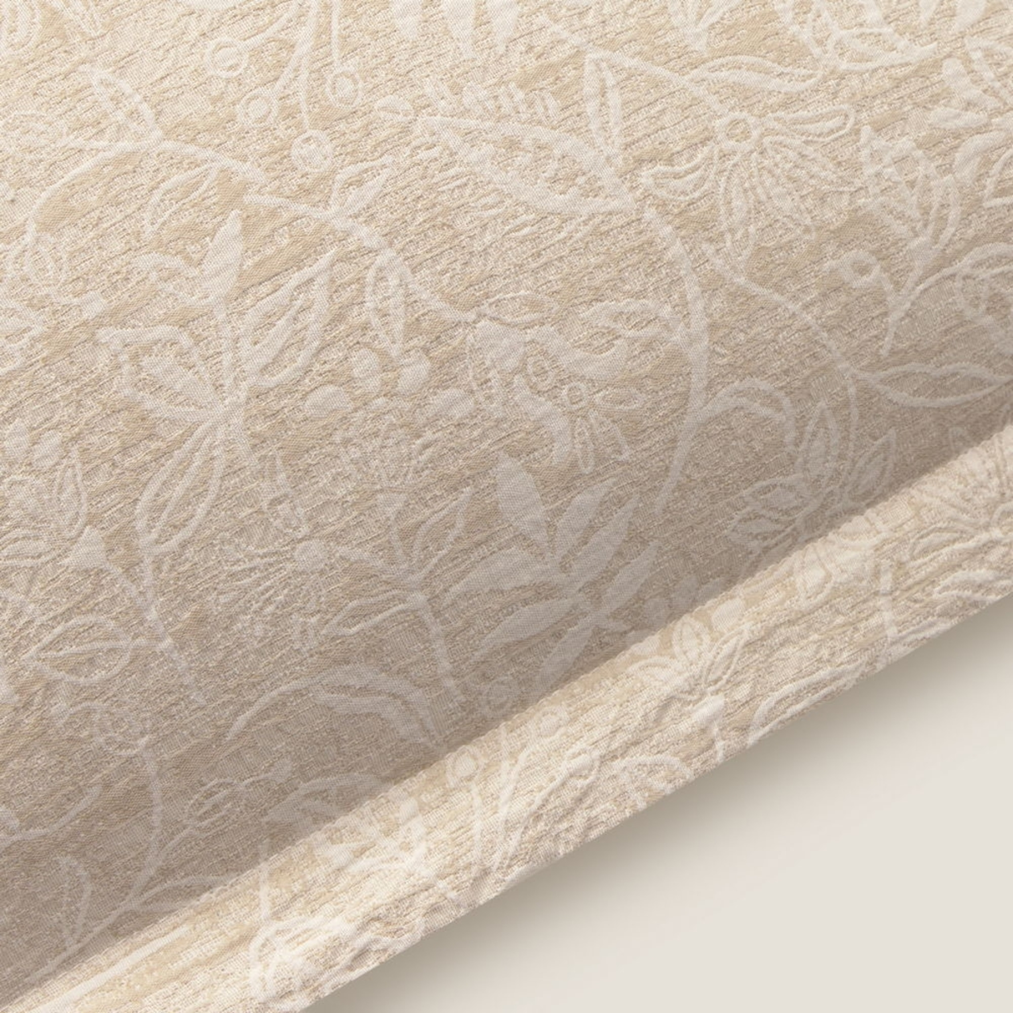 Funda de cuadrante jacquard flores Dreja color marron beige 100% Algodón