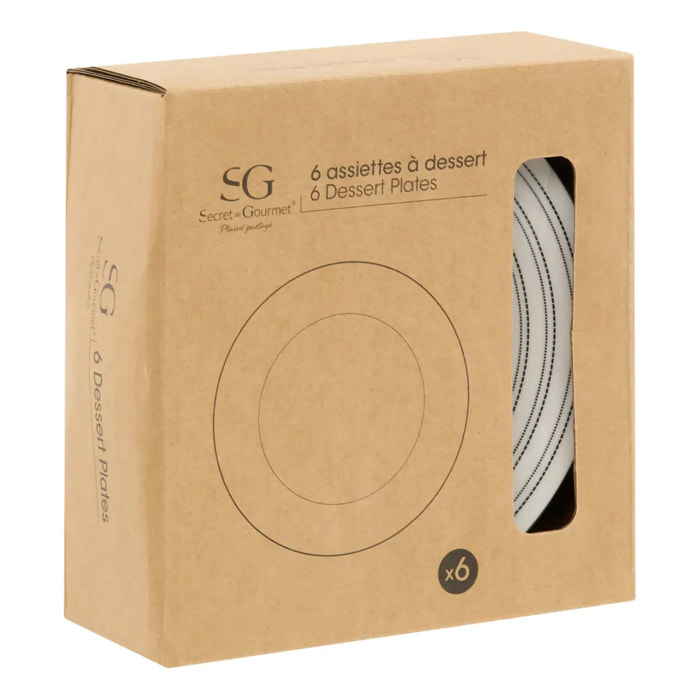 Lot de 6 Assiette dessert Lunova blanc D19xH2,1cm