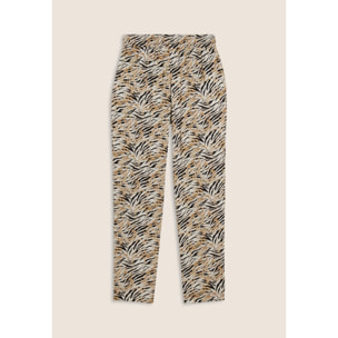 Pantaloni regular fit in viscosa animalier con gamba dritta