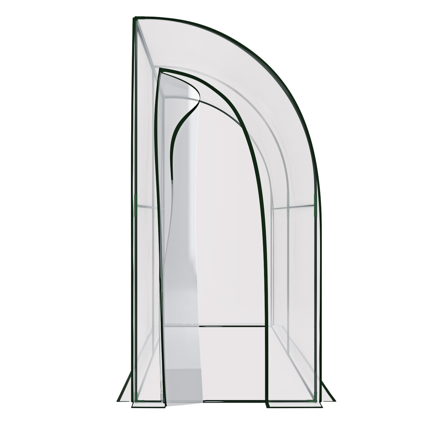 Serra A Casetta Da Parete Muro In Acciaio Per Giardino Piante Fiori Orto Copertura Trasparente in PVC 2 Porte Avvolgibili A Cerniera 200x100x215 Cm