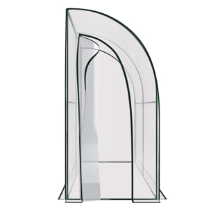 Serra A Casetta Da Parete Muro In Acciaio Per Giardino Piante Fiori Orto Copertura Trasparente in PVC 2 Porte Avvolgibili A Cerniera 200x100x215 Cm