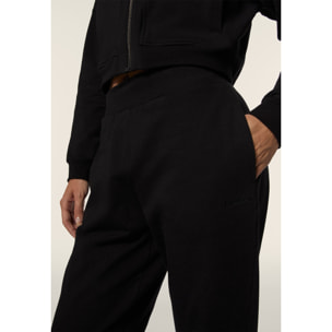 Pantaloni jogger donna in felpa garzata con elastico logato