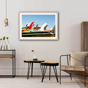 Affiche surf et derives Affiche + cadre en bois - Chêne