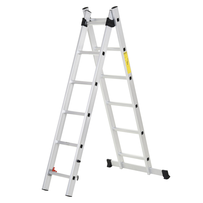 Échelle multifonction pliable aluminium 2 positions 2,49 m 10 échelons certification NF EN131 max. 150 Kg