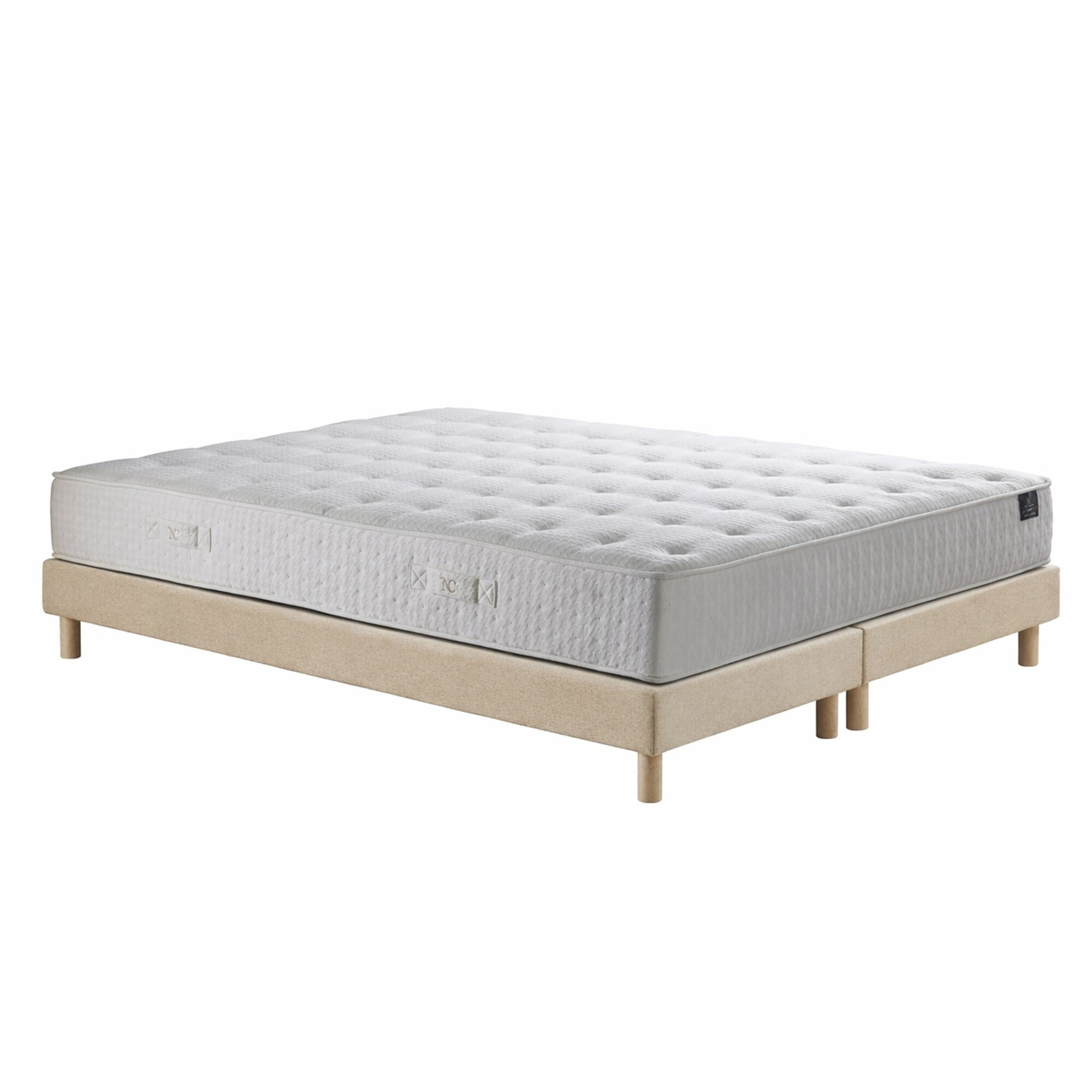 Ensemble matelas ressorts ensachés ARTÉMIS 2, accueil mémoire de forme, H26 cm, sommier beige
