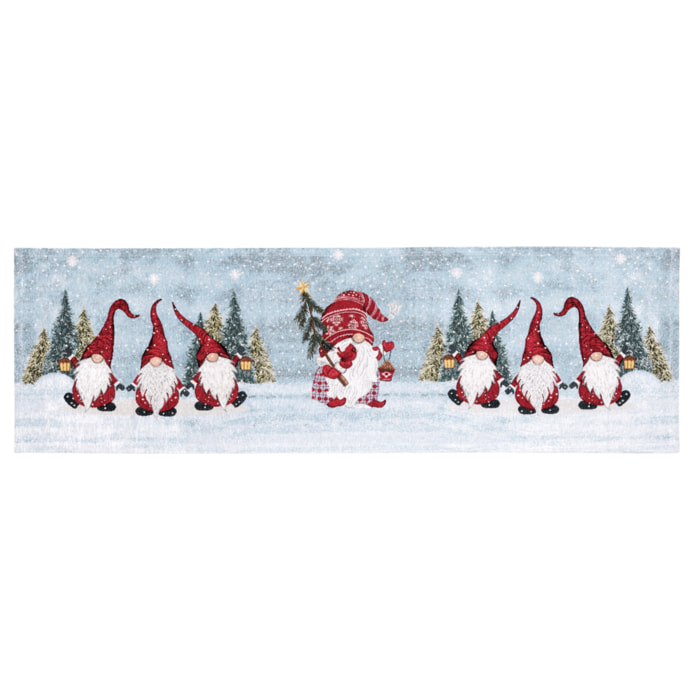 Runner Natalizio Cucina Salotto In Tessuto Gobelin Cinigliato Made in Italy Disegno Merry Christmas