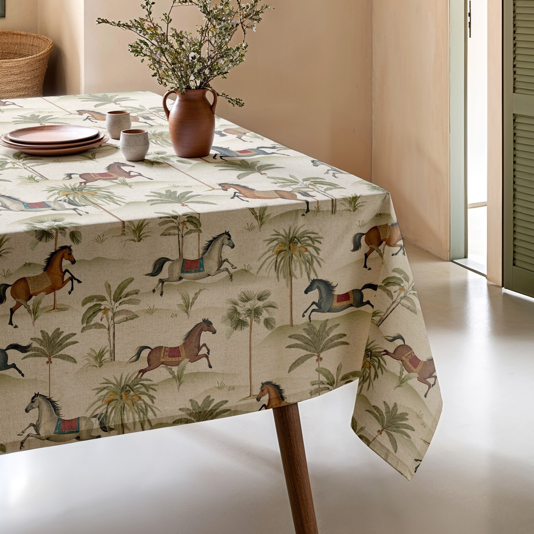 Mantel estampado antimanchas HORSE MULTICOLOR