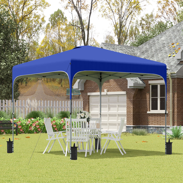 Cenador Plegable Jardín 2,5x2,5x2,68 m Protección UV 50+ Altura Ajustable Azul